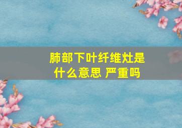 肺部下叶纤维灶是什么意思 严重吗